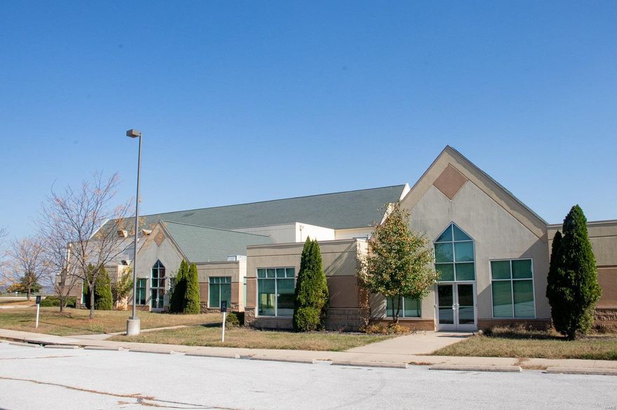Religious Facility in Chesterfield, MO Available for Sale.

40,431 Square Foot Building was built in 2005 on a roughly 14.81 Acre Site.  The property is zoned Non-Urban District and has over 300 Parking Spaces. The Building features an auditorium/gymnasium that can accommodate up to 965 people, a large lobby area with welcome centers, 3 meeting rooms with movable partitions, a state of the art commercial kitchen on main floor and kitchen area on 2nd floor and multiple classrooms and offices throughout.  The building is fully furnished with TVs, sound system, chairs, tables, office furniture and other miscellaneous furniture items, all of which are included in the sale.  The property also has a significant amount of excess ground for sport fields, outdoor playground, etc.

The property backs up to the Spirit of St. Louis Airport and is located only 2 miles from I-64.

Property is also available for Lease. Location: Suburban