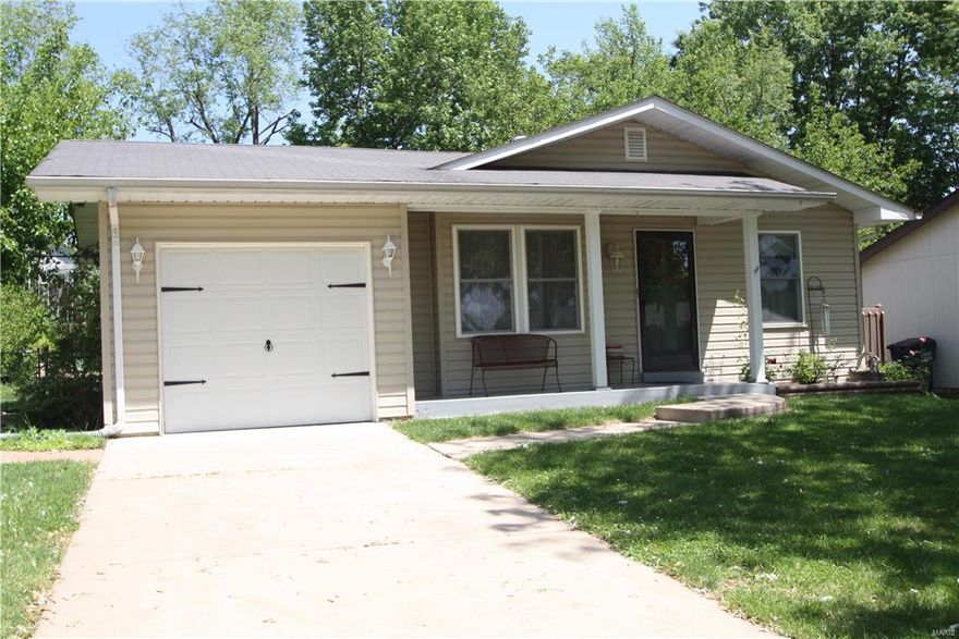 Spacious ranch home w/ full basement, vinyl siding, enclosed soffits, newer roof, windows and both furnace and air conditioner!  Newer flooring through most of home!  Kitchen has gas stove and pantry and space for your kitchen table with window.  Updated bathroom with a pocket door to the master bedroom.  Master bedroom offers a walk in closet, ceiling fan and lg window.  2 additional bedrooms on main level.  Great private backyard is fully fenced with stamped concrete patio, level yard, nice trees and small retaining wall!  One car attached garage with opener with service door.  This home is unincorporated St. Charles County.  Close to shopping, hwy's and schools for your convenience. No showings until after 5:45p.m weekdays. This property may be eligible to lease w/right to purchase thru Home Partners of America.