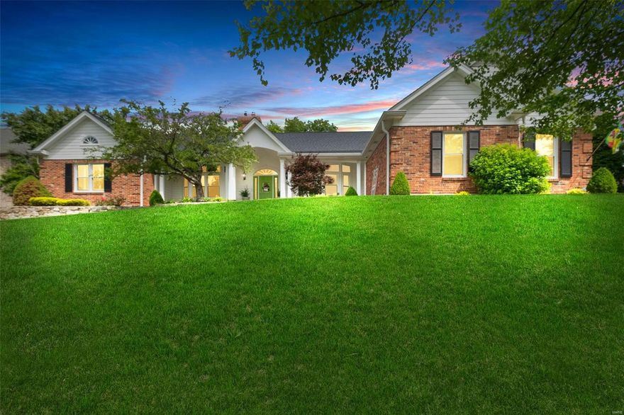 **CONTINUE TO SHOW! BACK-UPS WELCOME!!!**Don't miss your opportunity to own this impressive estate nestled on one of Sunset Hill's most sought-after streets. This gorgeous 4-bedroom, 3-full, and 2-half bath Sunset Hills residence boasts abundant space, over3300+ sqft on the main floor and an additional 1700 sqft in the finished walk-out lower level. Home offers open split floor plan with 9ft ceilings throughout, entry foyer, formal dining room, sitting room, Master suite includes walk-in closets, Master bath boasts soaking tub, with separate shower, family room with huge brick fireplace, butler wet bar, built-in bookshelves, kitchen features include breakfast dining area, island, double ovens, stainless appliances, main level laundry with built-in cubbies, Entertain your guest on a huge patio, perfect setting for gatherings for shaded summer evenings, Walk-out lower level offers family room,craft room, full bath, and gaming area, with plenty of storage. 3-car attached garage, & more!!!