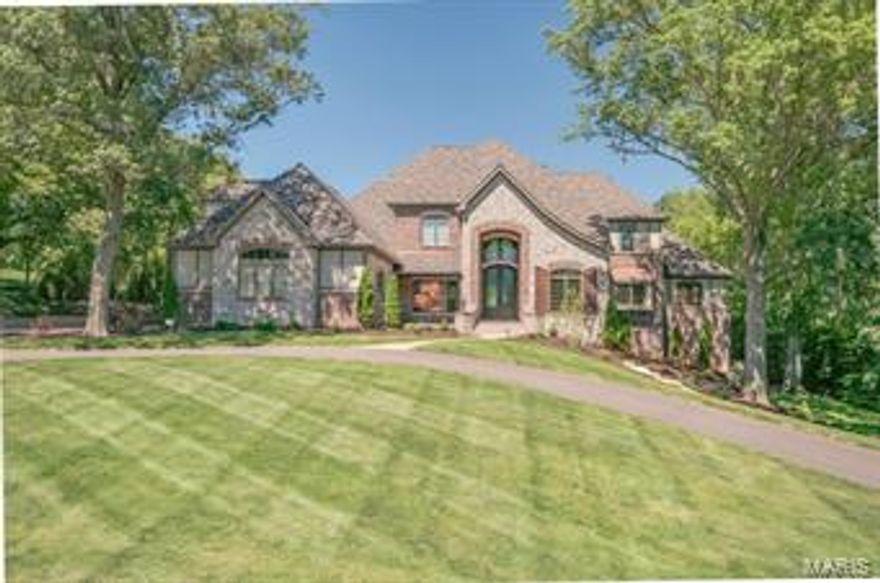 Exquisite custom home set on a private 1.45 acre lot built by & for one of St. Louis’ most respected home builders. The level of finish & detail throughout is the best you will find! This home offers everything today’s discriminating buyer is looking for. The Kitchen is the heart of the home w/ a granite island perfect for gathering!  It’s a cook's dream with Wolf/SubZero appliances, wet bar & butler's pantry. 2 sty vaulted Hearth Room w/exposed trusses & soaring mantel. Step out to the Outdoor Living Room w/ pro grill, wood fireplace & adjacent patio. Master Suite has huge walk-in closets & luxurious bath w/ heated floors, coffee bar, oval soaking tub, shower w/ rain showerhead, body sprays & steam. 2nd fl has 3 add'l bedroom suites, family rm, huge bonus rm w/ wet bar & add'l laundry rm. Add'l features of this incredible home include: Elegante iron entry door, wine rm, 3 fireplaces, prewired for Control 4 automation. 4 car garage & walkout lower level.
