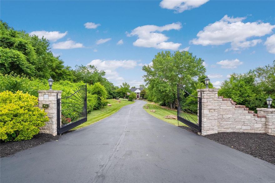 Your Dream Oasis awaits! Privacy and Seclusion in the heart of Town & Country.  1.56 acre property w/ gated entry and 5,000+ total living space. 1.5 Story Home with hickory wood floors throughout most of main level. Entry foyer is flanked by office and Dining Rm.  Large, Open Fam Rm with Fireplace and Tons of windows for natural light.  Kitchen w/ center island, breakfast bar, and stainless steel appliances including Gas Range w/ Hood. Breakfast Room overlooks Deck and Pool—OH THE POOL!!  HUGE 55,000 gallon Saltwater Pool will feel like you’re on vacation everyday! Newer pool decking. Covered cabana.  Two pool houses—one is bar, one is bathroom.  Back inside there are 4 upstairs bedrooms for the Fam.  Amazing Finished LL w/ 1,800 sq ft of space.  Billiards area, kids play Rm, Built in projector for Movie nights, full bath, kitchenette/bar, and built in Murphy bed for guests. This home is an entertainers dream! No HOA.  Your Family’s Dream Home in a fully Private Setting!