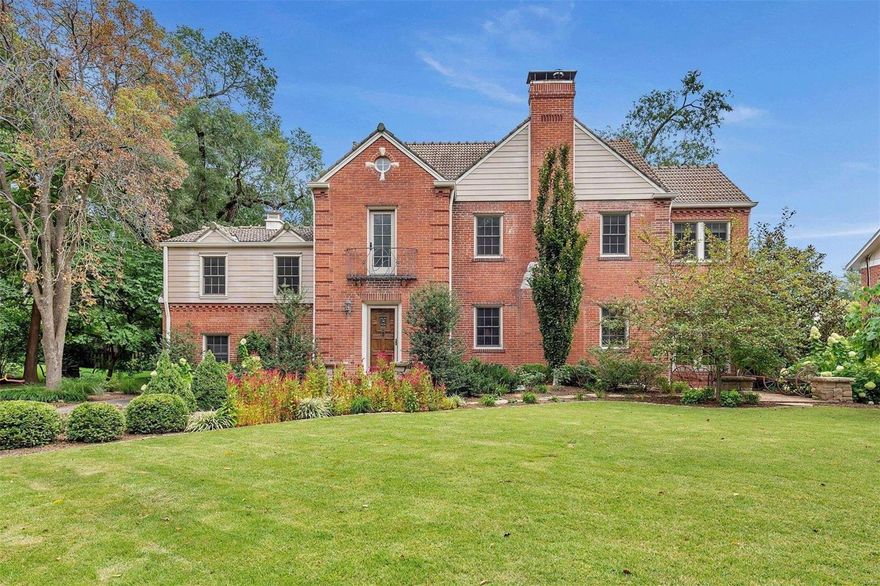 Charming two-story Tudor in the coveted La Hacienda neighborhood! Totally renovated & freshly painted this home encompasses classic Ladue style with present-day family needs. Greeted by a inviting entryway you will be immediately drawn inside. Ahead you will find a spacious gourmet kitchen with large center island and breakfast bar that opens up to a grand family room, perfect for family dinners or entertaining! Appointed next to the kitchen is an elegant formal dining room featuring french doors that lead to a picturesque backyard. Upstairs is five bedrooms, three updated bathrooms, and laundry! The expansive master suite includes a custom walk-in closet, en suite bath, and sitting room. The impressive finished lower level features large rec room, full bathroom, and endless storage. Hardwood floors throughout, three-zone HVAC, new windows, mud room, ten-foot ceilings, built-in bookcases and gorgeous details make this a must see! Additional Rooms: Mud Room, Sun Room