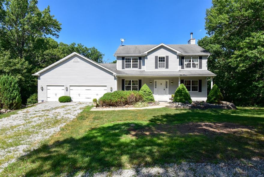 Large 4 bedroom, two-story home on 42.57+/- private acres with a finished, walkout lower level. A large, open kitchen & breakfast room adjoins the family room with a gas vented fireplace. Formal dining room and living room/office space on either side of the entry foyer.  Huge deck, perfect for entertaining or just watching the wildlife walk by. This is a sanctuary for the deer... they walk around in the yard like pets!  Big, mature timber and a good potential lake site make this place special! If you're looking for a large home on acreage with exceptional privacy, this is it! Francis Howell school district, minutes from wineries and the Katy Trail. 
(Duplicate listing of MLS #22071993) Suitable for Bed/Brk