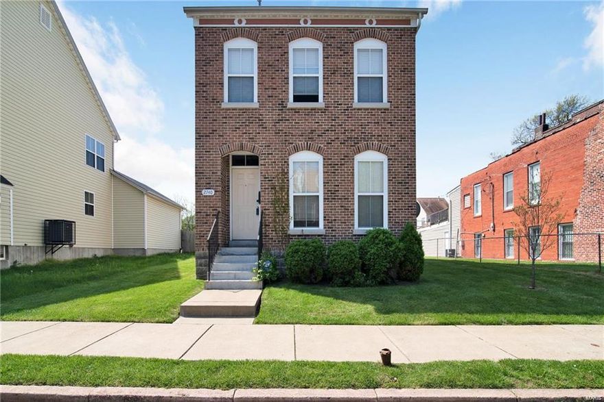 Welcome to this beautifully well maintained 2 story City home just waiting for you to move in and begin creating lasting memories!  Open the door to be greeted by a spacious open floor plan, lots of windows including a bay window in the dinning room.  Large eat in kitchen offers custom cabinetry, granite counter tops, center island w/breakfast bar and stainless steel appliances.  The 2nd floor houses a large master bedroom suite w/a walk in closet and whirlpool bathtub, as well as 2 additional good sized bedrooms.  Newer carpet throughout.  Unlike most City properties, this home comes with a full sized 2 car attached garage.  The huge fenced in back yard is perfect for summer cookouts and entertaining family and friends!  This home offers an excellent location being close to several major highways, minutes from Lafayette Square, downtown StL, the shops/restaurants of S Grand & much more!  Refrigerator and washer/dryer to stay and seller is offering a one year home protection plan.