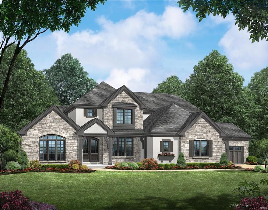 TBB Bellerive model.  This gorgeous plan features a main floor master suite complete with luxurious master bathroom with vaulted ceilings.  A custom large kitchen that opens to the breakfast room and hearth room with stone fireplace.  11' ceilings in the great room with gorgeous window wall.  The second floor features a step up bonus room surrounded by three oversized bedrooms with jack and jill bath and separate hall bath. COOL: 14 SEER+