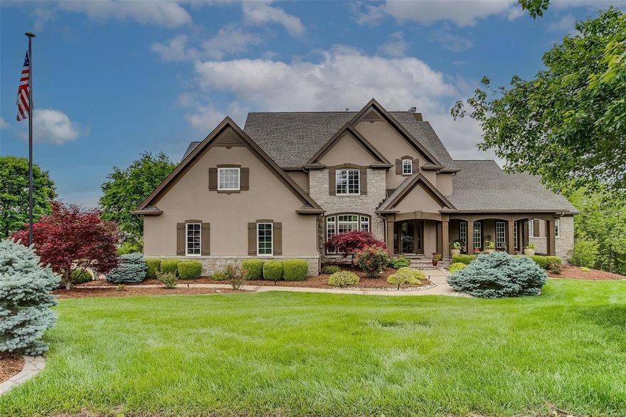 Showings begin Friday 5/21. Distinctive style nestled in a cul-de-sac amidst the beauty of the Pevely Farms Golf Community. The covered front porch is one of its kind in the neighborhood. Beautiful gunite pool overlooking the 12th fairway. Two story entry & great room w/floor to ceiling windows & wet bar. Beautiful slate tile flooring adorns much of the 1st floor. Remodeled kitchen(2016) w/top of the line Thermador, Viking & Subzero appliances, granite countertops & custom cabinets. MSTR BDR has new carpeting, MSTR BTH has custom cabinets, counters, mirrors & sinks(2021), +heated flrs.Second level has 3 bedrooms each w/private bathrooms, 2 w/new counters, sinks, faucets & mirrors(2021). The lower level has a large recreation rm, workout area, wet bar, additional bedroom(no closet), office, craft rm, 2 large storage areas, floor to ceiling windows & walkout to coolcrete surrounding the pool & fire pit. House has a generator. New roof(19), Fresh paint/pool resurface(20/21). Additional Rooms: Mud Room