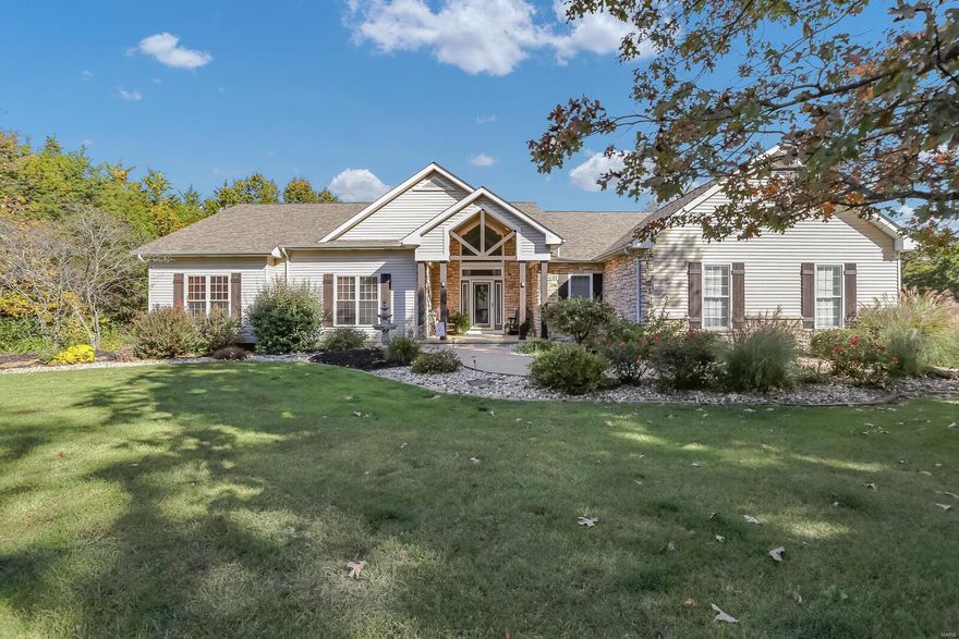 Simply stunning 27 acre gated estate that has it ALL! Remodeled 6000 sq ft, 5BR/4.5BA atrium ranch with open concept, spacious and bright with wall of windows and retractable skylight with weather sensors. Great room features massive stone fireplace with built-ins and soaring ceilings.  Gourmet kitchen is a chef's dream with large Quartz island and seating for 8, top of the line stainless steel appliances and Ilve italian gas range, beautiful custom cabinetry and ladder system. Main floor laundry and bonus laundry room on lower level.  Master bedroom suite with garden tub, sep shower, dbl sinks and 2 walk in closets. Finished lower level complete with pool table, sauna and custom bar.  Your horses will love their new home in the 3000 sq ft, 8 stall barn.  The family will love the two story clubhouse with zipline or relaxing by the 2 acre stocked lake with screened gazebo and dock. NEW Geothermal HVAC offers huge savings! Whether full time or weekend retreat, this is perfection! Additional Rooms: Mud Room