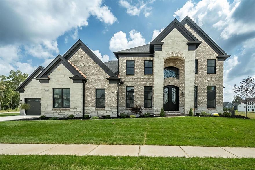 New Construction, Chesterfield, Rockwood Schools!  MAGNIFICENT 1.5 Story home with Finished Lower Level in a FABULOUS LOCATION! Crafted by St. Louis' premier hands-on builder, Claymont Development, LLC -  Wesley Byrne. The WINGATE III is a spectacular 5BR, 4.5bath with 5400 sq ft of exquisitely finished living space. Exterior features a warm blend of brick & stone; extensive millwork; The two-story entry foyer makes a striking first impression! Formal dining room w/ wainscoting and den/office on either side of the Foyer ; two-story great room w/ gas fireplace, built-in shelving. Huge gourmet kitchen features custom cabs, granite counters & 9-ft island! Luxury owner’s suite with dual closets. Three bedrooms, two baths, & bonus room complete the upper level. 10' main floor ceiling, 8' doors, 4-car garage; Screened-in porch & deck overlooks common ground!  Sensational LL includes brick/stone wet bar, huge rec-room, 5th bed, & full bath. Tour is of the Display Home.