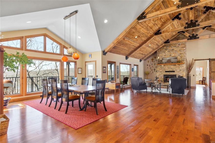 ***OPEN SUN JUNE 6, 12-2***Custom built and completed just 4 years ago, this home offers an unusual opportunity to live lake-side with one of the best views Missouri has to offer. The design, integrity of build, attention to detail, amenities and energy efficiency create the perfect package. This stunning home overlooks 168 acre Callaway Lake w/community amenities inc a swimming beach, pavilion, fire-pit, dock & boat ramp or opt to stroll down a path to your own private dock. The dynamic open floor plan has soaring cathedral ceilings w/oak crossbeams, designer center-island kitchen, hand-built stone fireplace and beautifully designed main level master suite. The well planned layout also includes a main floor laundry, beautiful office and spiral staircase leading to an inviting loft/sleeping area. Step downstairs to a family room, exercise room, 2 add'l bedrooms, a full bath & wine cellar. Relax & enjoy incredible sunsets from the deck off the dining area or the shady screened porch. Additional Rooms: Wine Cellar