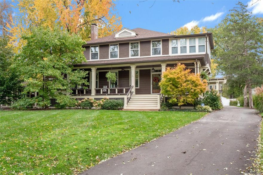 Century house with wrap-around porch, new roof, and gorgeous gardens. Beloved home features clean lines, hardwood floors, original millwork, high ceilings and large windows. The foyer opens to the living room with wood burning fireplace, which drifts into the large dining room with wood beams. Your family will love the kitchen’s custom cabinetry which matches the original butler’s pantry, stainless appliances and quartzite counters connected to a hearth room with gas fireplace and windows overlooking the expansive backyard with 3-car garage, two offices and a bath: ideal for working remotely! The second floor’s beautiful master suite has a gas fireplace, 12 x 5 walk-in closet and private bath. There are 4 additional bedrooms. The walk-out lower level includes a family room, bath, rec room and laundry room. Showings begin January 9, 2022. More pictures coming soon. Additional Rooms: Sun Room