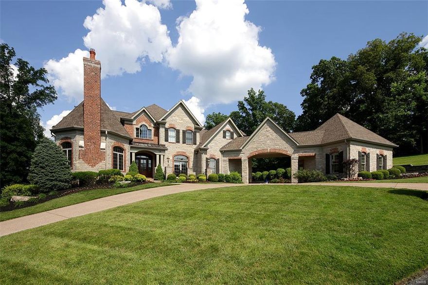 Magnificent custom 1.5 story, like nothing you have seen! Exquisite millwork & custom amenities throughout. Study w/ fireplace & built-ins. 2 story great rm w/ fireplace & walk-behind wet bar. Gourmet kitchen features custom cabinets, granite countertops, center island, breakfast bar, gas cooktop & upgraded appliances. Adjoins breakfast rm & large hearth rm w/ stone fireplace. ML & UL laundry rms. ML master suite features a coffered ceiling, sitting rm w/ access to the private deck, & luxury bath w/ His & Her vanities, dual headed steam shower & Jacuzzi tub. UL boasts 4 bedrms, each w/ a private bath, & a bonus rm. Incredible w/o LL w/ rec rm, huge walk-behind wet bar, theater/media rm, exercise rm, wine cellar, bedrm, pool rm & full bath. Stunning outdoor area w/ heated inground pool, sports court, outdoor kitchen & fireplace. Addtl features include circle driveway, 4 car garage, cul-de-sac lot, Rockwood Schools & more! Conveniently located near shopping, dining & entertainment!