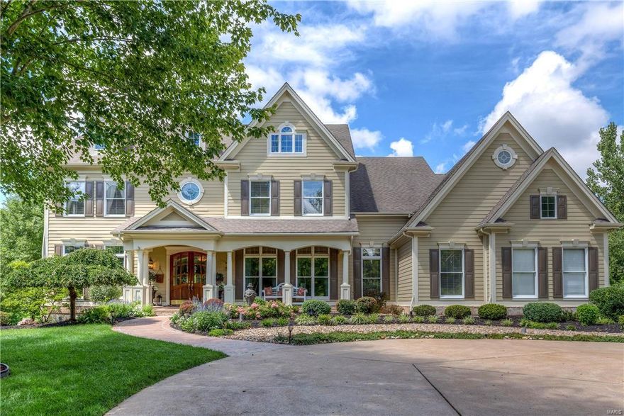 A tree lined entry way leads to this private 1.4 acre home surrounded by woods & beautifully landscaped grounds. Arched walnut & beveled glass doors open into the foyer w/ a dazzling view of a grand staircase w/ built-in display cases, sitting bench, & enormous palladian window that overlooks the pool & grounds. The open main floor has direct access to the pool from the living, kitchen, breakfast, & hearth rms. Perfect for entertaining!  Four fireplaces add warmth to the home. Oak flooring, built-in display cases, crown molding, built-in speakers, & large transom topped windows accent the main level. The kitchen features granite counters, center island breakfast bar w/ Viking 6 burner gas cooktop, Bosch ovens, & Sub-Zero refrigerator. The master bdrm suite has a fireplace, jet tub, separate shower, & 3 vanities.  Lower level includes large FR / rec rm w/ fireplace, possible sleeping room, & full bath. The newer pool features a California Shelf, fireplace, gazebo, & lush landscaping.