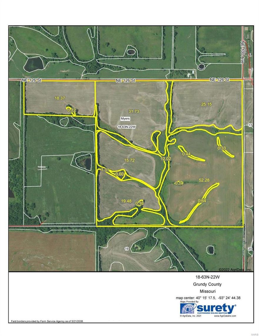 178 acres Grundy - 178 Acres with 157 Tillable. Gently rolling partially terraced hill farm. Current tenant had cover crops in place and it was planted in soybeans. Owner has a 3 year lease in place paying $210 per tillable acre. $5197/acre.