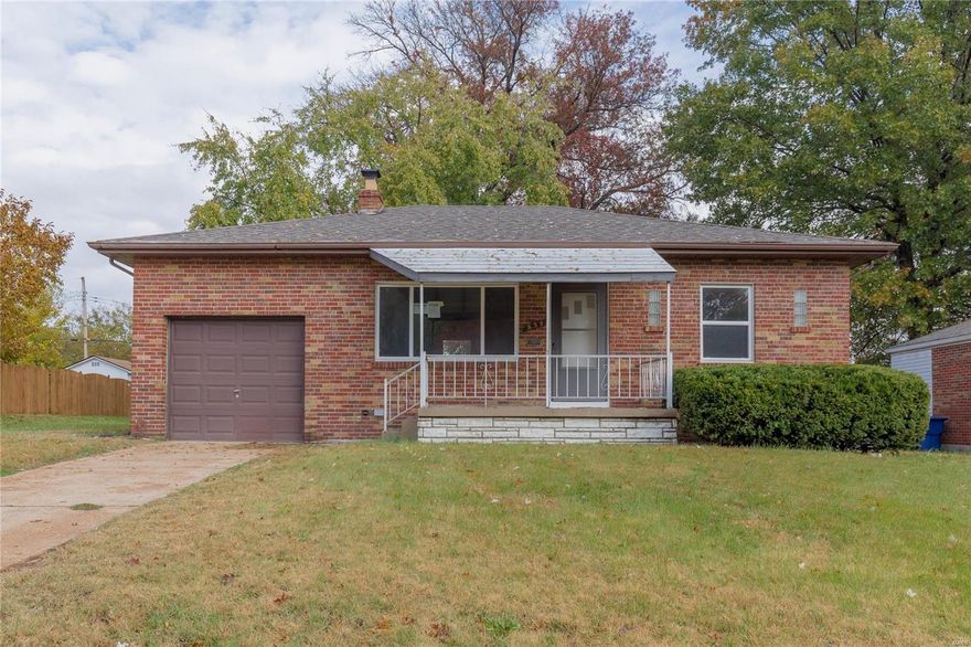 All brick ranch home on full basement in convenient south county location! This home is ready for you to call home and enjoy. Popular grey and white trim color scheme throughout the home, updated flooring, brand new white kitchen with granite counters and new stainless appliances. Additional features and accents include glass block windows, arched doorways, white panel doors, new light fixtures, switches, outlets & covers. Large back yard is level, fenced and has big trees; perfect for pets to roam and you to enjoy. Additional feature includes an attached 1 car garage. The roof is approx. 1.5 yrs old, hvac approx. 9 years and water heater 2.5 years old.
