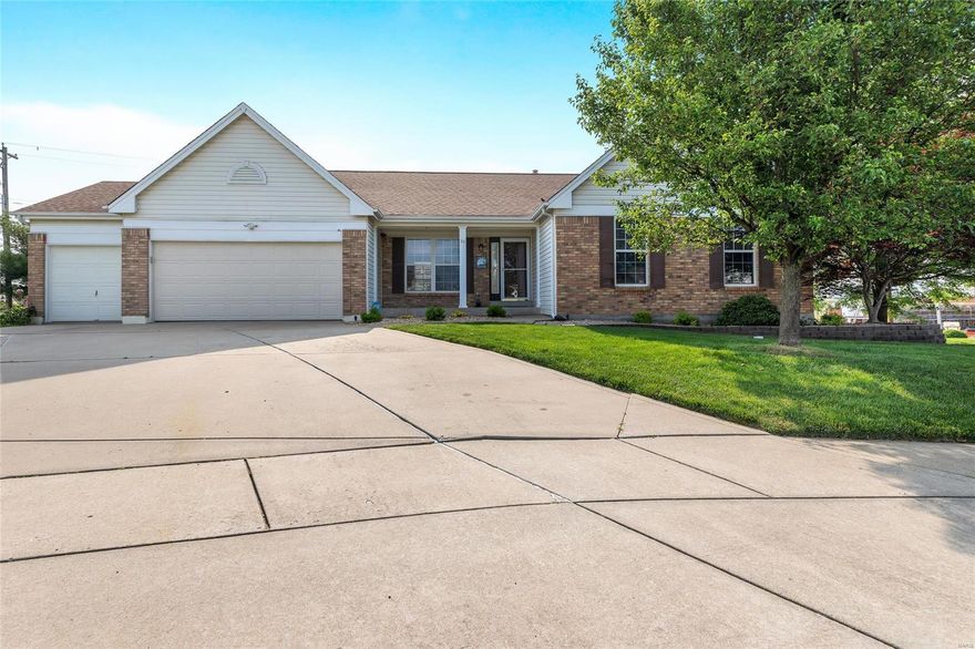 Welcome to this charming 3-bed, 2-bath home. This 1860 sq ft gem has been updated, large freshly stained deck w/ new railings & decking. Inside, the interior has been freshly painted & has new lighting, exuding a clean & inviting ambiance. The fresh paint adds a touch of elegance and ensures a move-in ready experience. Some new flooring. The Kitchen features a solid surface kitchen counter. The home also offers a spacious 3-car garage. Situated on a peaceful cul-de-sac. Don't miss the opportunity to call this 3-bed, 2-bath Wentzville home your own. The large freshly stained deitck, freshly painted interior, newer flooring, and solid surface counters make this property an irresistible find. Experience the joys of comfortable living in this beautifully updated home. Home Warranty is offered on this home. Walking distance to the new Recreation Complex. Easy access to HWY 70 & HWY 61 Additional Rooms: Mud Room