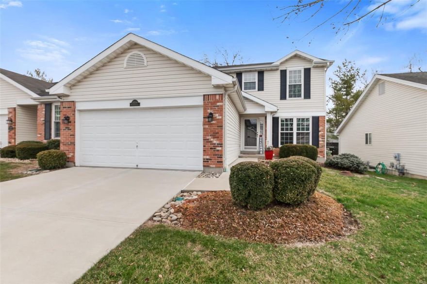 Great location with all the space you need plus a maintenance free lifestyle. This villa will welcome you home w/ its open floor plan. Family room has vaulted ceilings w/ a bay window looking out to the backyard. Adjacent kitchen & breakfast room open to the family room. Kitchen boasts nice wood cabinets w/pull outs, pantry, Cambria counter tops, tile backslash, deep sink, stainless appliances, & plenty of counter space. Breakfast room has a slider to the back patio. Living room just off the entry foyer has the prefect set-up for a home office. Main floor master bedroom suite will easily accommodate today's oversized furniture. Master bathroom has dual sinks, separate shower, & soaking tub. Go ahead & shop as the master closet is 8x5. Finishing off the main floor is the laundry room & 1/2 bath. Upstairs are 2 additional bedrooms, full bath, & loft area. Lower level is ready for your finishing touches. Home has some accessible features & is close to 55 & Affton Community Center. Some Accessible Features Location: End Unit, Ground Level