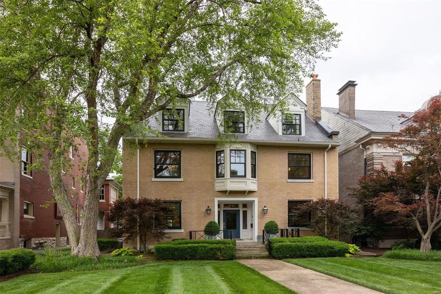 Stunning manse in the heart of the West End perfectly blends classic architecture with contemporary style. It boasts high ceilings, beautiful hardwood floors, fireplaces, built-ins, extensive moldings, & a timeless aesthetic sure to impress. The grand foyer features a dramatic staircase, stunning chandelier, & skyline views. The kitchen is a chef's dream, with commercial-grade appliances, custom cabinetry, solid countertops, & a center island. French doors lead to the lush, private, tree-lined yard and patio. The tranquil screened porch is ideal for relaxation. The luxurious main suite includes a spa-like bath with dual vanity sinks, a jacuzzi, and shower w side heads. The spacious 3rd floor has a family room & full guest suite. The basement has it's own speakeasy with bar and wine storage room. Other recent updates include a slate roof, copper gutters, black vinyl windows, gas-lit sconces, & landscape lights. Don't miss your chance to own this rare impeccable home.