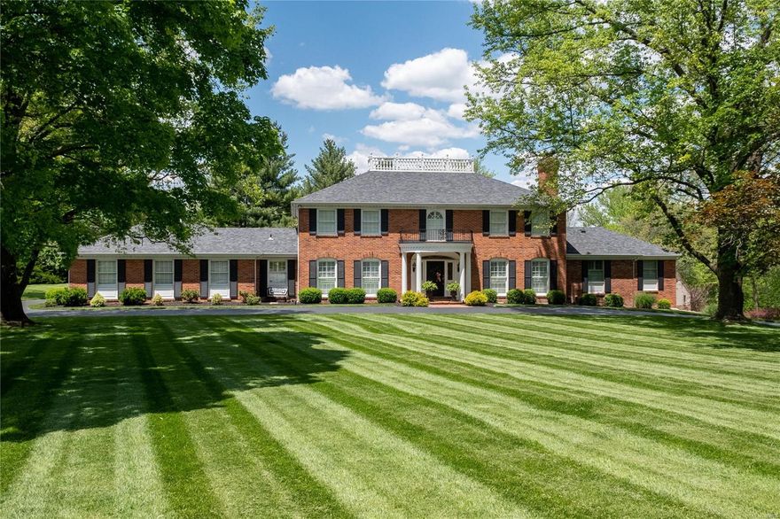 The perfect combination of classic elegance updated with modern amenities to create a home of true distinction! This 7400SF manse located in a beautiful tree-lined community, with short walk to prestigious Bellerive Country Club, is turn-key ready! Desirable 1.5 story floor plan offers 6 BRs, 4 full & 2 half baths, and rests majestically on 1.55 acres. Wood floors, extensive moulding, beamed ceilings, 3 f/p, shutters, office, sunroom, gathering room, Zoned HVAC with Nest, dazzling MBR addition fit for royalty complete with an amazing WIC and spa-like bath! With spacious sitting areas, this home was designed for entertaining, inside & out! Feast your eyes on this sun-filled gourmet kitchen & hearth room lined with top-quality appointments; Wolf appliances, large island, transom windows, built-in bookcases & 4 French doors to patio! LL is the family fun center wet bar & full bath. Sparking Pebble Tec pool surrounded by lush landscaping. In search of excellence? Look no further! Additional Rooms: Sun Room