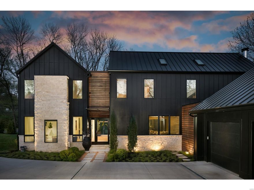 The current owner, a principal partner w/Temple & Hentz Design/Build, teamed up w/architect Tom McGraw,-Link Architecture, and Matt Cerretti-builder, to create this one-of-a-kind contemporary home. The team incorporated Scandinavian architectural elements, creating the new model for modern living.” St. Louis Magazine featured it in 2022. The house has 5,145 sq. ft., 4 bedrooms, 4 bedrooms 4.5 baths. The 1st floor has an open floor plan, large glass windows, floating staircase, all set against a black-and-white backdrop. The 1st floor features a living rm, powder rm, a flex office/dining rm, a gorgeous kitchen & breakfast space, and sunken living room inspired by 70's interior designs. The 2nd fl offers a primary suite with w/sophisticated design features, a hallway sitting area, a laundry room, and two bedrooms with a shared bath. The lower level has a large open rec room, 4th bedroom, and a full bathroom. This home offers a unique & thoughtful design incorporating form and function. Additional Rooms: Mud Room