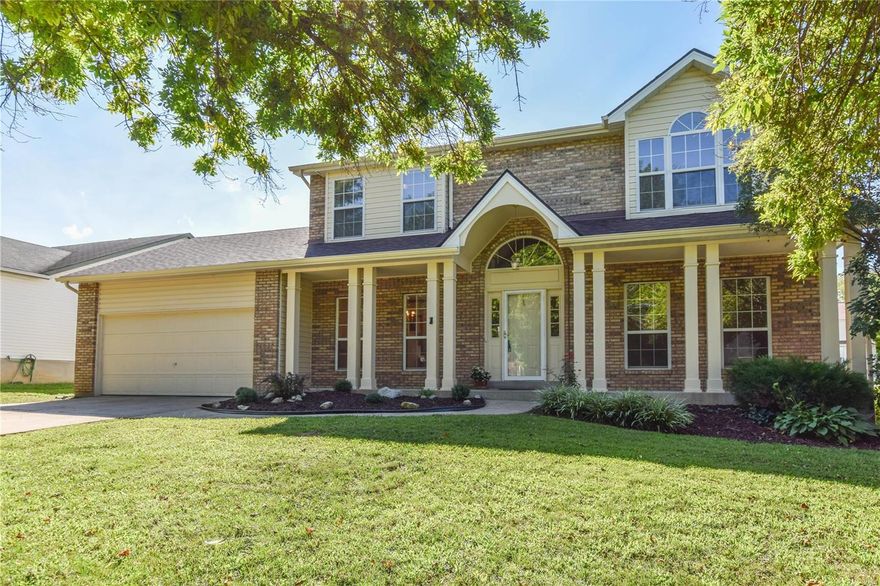 BACK ON MARKET-No Fault of Seller. FINANCING FELL THROUGH. Welcome Home to this 4 bdrm/3 bath 2 story in the Francis Howell District! Over 2200 sq ft of living space including formal dining room, living room & great room w/wood burning fireplace! MAIN FLOOR LAUNDRY/MUD ROOM!! Newer roof in 2016. The large eat-in kitchen recently updated w/new stainless refrigerator, oven range & dishwasher! The kitchen also features a planning desk, tons of solid oak cabinets, breakfast bar/peninsula, new laminate flooring & pantry! The Great Room offers a large bay window, custom built-in shelves, wet bar & fireplace! Enter the Master Suite thru large solid wood double doors featuring vaulted ceilings, Palladian windows, window seat & large master bath w/double vanity, separate shower & large soaking tub! The 2nd floor offers a reading/study nook plus 3 addl large bedrooms & another full bath!  Entertain outside in the large, level, partially fenced back yard! The LL is waiting your finishing touches!