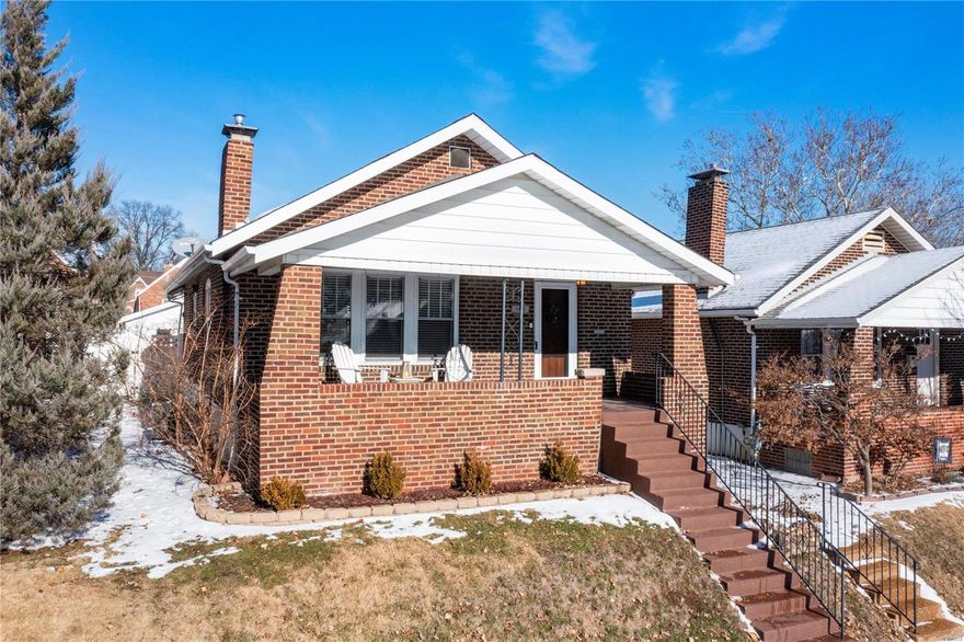 Check out this oh so darn cute bungalow!! One block from Lindenwood Park, original charm in tack and lovingly maintained, hardwood floors throughout, great decorative fireplace, fully functional two car garage, and a large composite deck ready for what summer brings! Two bedrooms, one bathroom, and just the right amount of space to enjoy this classic all brick home. Not long ago the kitchen and bathroom were completely updated. You'll love the lighting and clean natural feel. Sitting high on a hill with a great sized covered front porch, minutes from shopping and dining, and a short walk to one of Saint Louis's beloved parks. Built in 1928 and well cared for - this is a move-in ready home at a great price!
