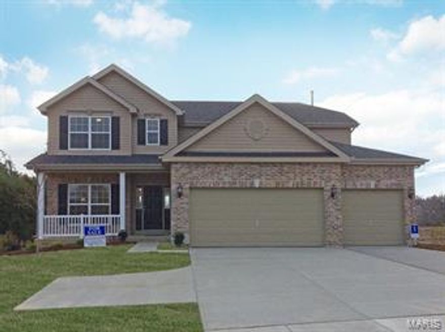 New 2 Story Nottingham Model by McBride and Son Homes. This Open floor plan features 3 car garage and outstanding upgrades: 9' ceiling on 1st floor, Lg kitchen with walk-in pantry and island, breakfast room bay, vaulted ceiling in master bedroom with luxury master bath with separate marble tub and shower, zoned HVAC, upgraded stainless steel appliances, upgraded cabinets throughout, 42" tall kitchen wall cabinets,  36" gas fireplace, beautiful oakwood stairs to the 2nd floor, upgraded flooring, 3/4 bath rough-in at lower level. Fully sodded lot with professional landscape. Photo images are of former Nottingham Model inventory home. Optional or different features may be shown. Consult with on-site sales for a list of included features.