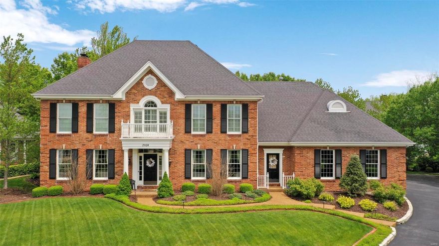 Come see this Beautiful 2.5 story home nestled in Waterford Place, Kirkwood's most sought-after neighborhoods. Nearly 5,800 sf of living space. Gleaming hardwood floors throughout main level, Large Che'f kitchen with state of the art Viking Appliances, granite countertops, center island, custom cabinetry, wet bar, main-floor laundry. French doors that open up to sunroom with 3 walls of windows overlooking private back yard and beautiful garden. Framed entryways to formal living & dining rooms with beautiful millwork. Brick fireplace surrounded with built in bookshelves. MBR with his & hers walk in closets, luxury bath with Jacuzzi. A second BR suite, 2 additional BR's, hall bath + 3rd for BR complete the living quarters. Gorgeous finished LL features 1500 sf of living space which includes a large rec room, family room, full bath and more! Lush Landscaping on this cul-de-sac lot with patio, sprinkler system, and oversized 3 car garage. Kirkwood Schools and prime central location. Additional Rooms: Sun Room