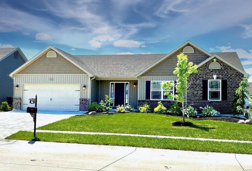 Start buying your home now. 4 yr NEW! 3 bd 2 ba, w/ soaring vaulted ceiling great rm, breakfast area w/ slider to oversized patio & large fenced back yard. Kitchen has 42" upgraded cabinets w/ crown molding, granite counter tops & island along w/ Stainless Steel appliances, pantry & MFL. Mast. bdrm has coffered ceiling & large walk in closet. Mast. ba w/ granite, double bowl adult height vanity, Custom porcelain tile shower & Tub surround w/ tile floors. 2 nicely sized secondary bdrms, served by hall bath w/ granite vanity &  tile floor. Many upgrades: Engineered laminate wood floors, oil rubbed bronze light & plumbing fixtures, door knobs & hinges, Cheyenne arch topped doors, 6" base boards, upgraded windows, neutral paint, & carpet, 40" egress window in L/L, rough-in bath, prof. landscaping, fully sodded yard, upgraded front elevation, enclosed soffits, upgraded architectural shingles, Upgraded faux cedar shake accents, wrought iron mailbox, extra wide driveway & so much more.