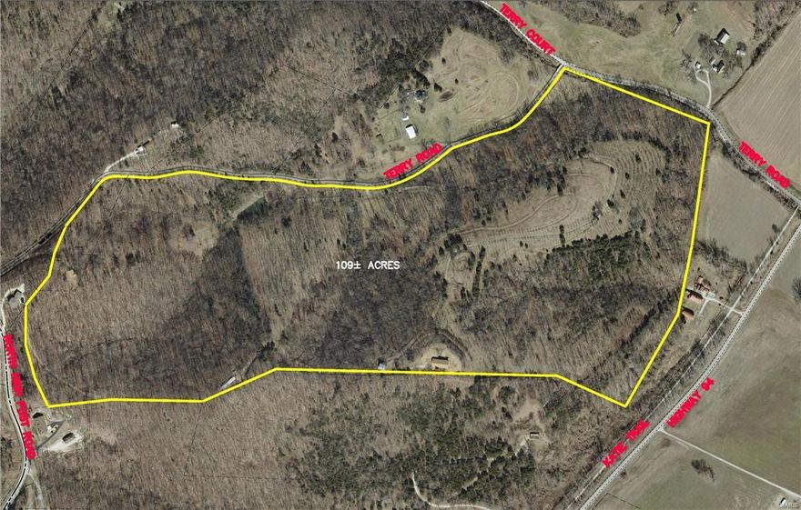 109.42+/- acres of beautiful Missouri woods adjacent to the Katy Trail, Hwy 94, and near the scenic Klondike Park, a 200 acre park with hiking trails, cabins, and camping. This property has great secluded views while being close to highway access that can get you to St. Louis County.  Will divide into two 54.71 tracts of land.