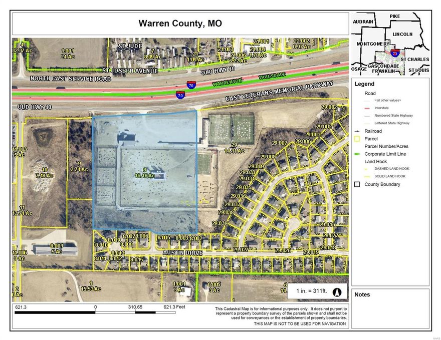 Great investment opportunity!! Fantastic location with excellent Highway visibility!! Located in an opportunity zone and located just minutes from the heart of Warrenton, this property offers endless possibilities. Multi use development, apartments, single family residences, commercial, retail, hotel and more. City utilities available. Additional property to the west available. Property offers 3 access points with utilities available from the north or south of the property. Call for additional information or tour of the property. Located in the path of future growth along the I70 corridor. Location: City, High Traffic, Industrial Park, Other, Retail Center