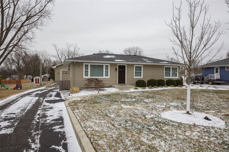 Wonderful Ellisville Ranch with amazing 43 x 27 garage (1161 sq ft) with parking for 4 cars, 13 ft ceilings, 3 ceiling fans & separate HVAC. There is also an additional 30 ft parking pad by front of house for guest parking. Enjoy the large 32 x 16 deck on a level .520 acre yard. There is 5 1/4 crown moulding and base trim throughout. There is a 21 x 17 recreation room, half bath and a 22 x 18 storage in the lower level.