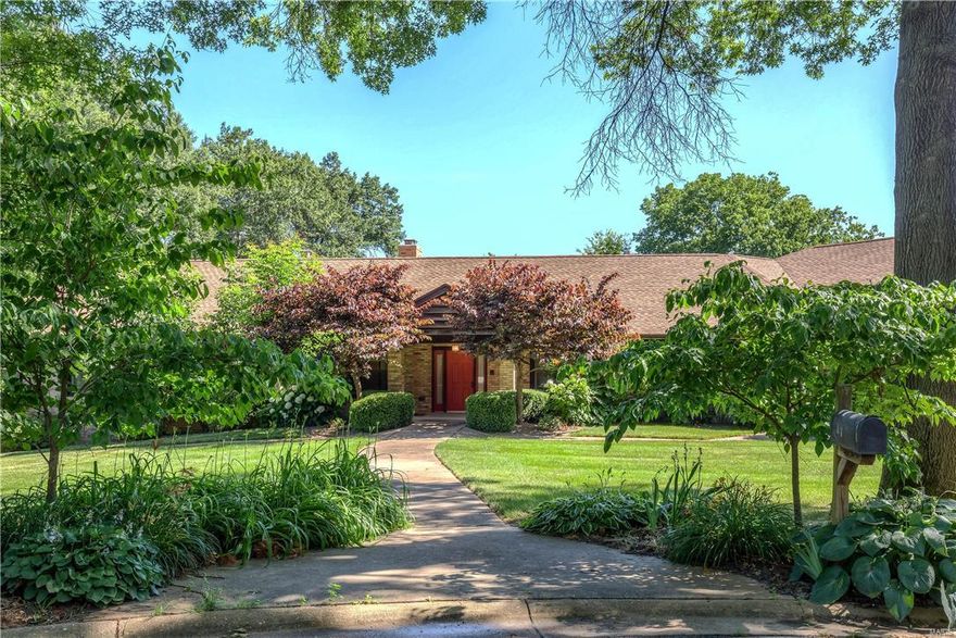 Fabulous 1.42 AC lot with golf course setting!  This home is completely handicap accessible. 1 owner all brick home w over 5000 SF of one story living w 3 car gar. Plans available. Wonderful opportunity to make this well loved home your own. Elevator in residence. Systems & roof are newer! Gorgeous view from home over private swimming pool & out to 16th green of Bellerive CC golf course. Room sizes are generous. 4+ BR and 4.5 baths. Possible live-in quarters w roughed in bath. Lg kitchen has Rutt cherry cabinets, island & Corian counters, planning desk & lg breakfst area leading to screened porch. There is a gardening rm near garage w concrete flr & utility sink..good mud rm & dog wash. Master ste has lg walk-in closet & sitting rm w fireplace plus stairs going to LL & door out to back patio & pool. Huge LL has finished office ste & finish-ready Fam Rm w completed fireplc, 2 changing rms & pool bath. Greenhouse rm & hot tub & tie wall are "as is". #20 sold 2014 for $1,250,000 as a lot.