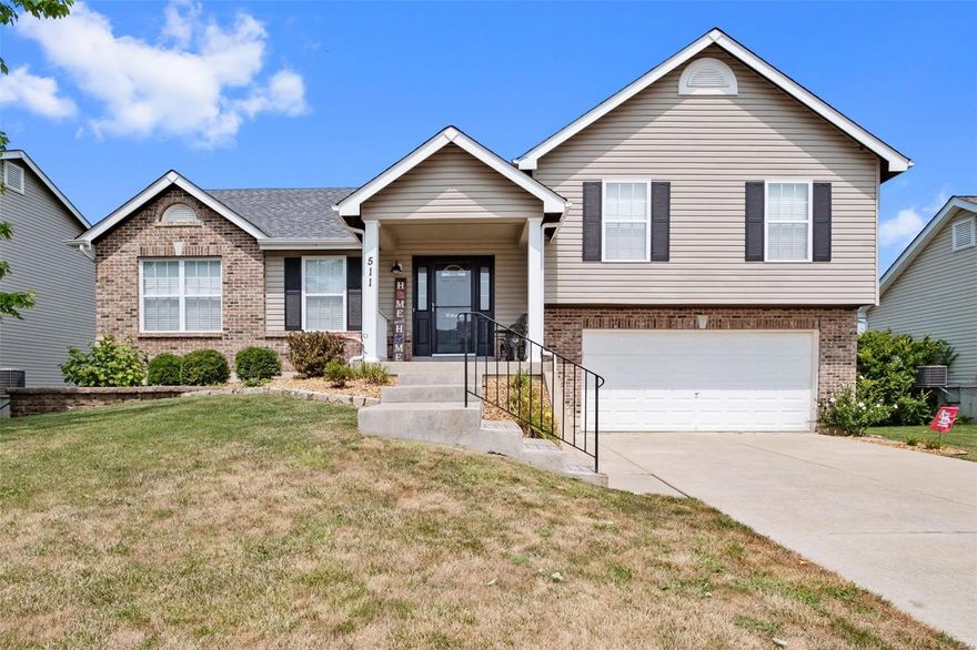 Do not miss your chance to own this beautiful and immaculately maintained home in the sought after Wentzville school district.  This multi-level home boasts 3 Bedrooms, 2 Full Baths & a 2 Car Garage.   The attention to detail and pride of ownership is evident as soon as you pull in front of the home.  This unique floorplan with a vaulted great room and wood floors offers a large area for entertaining.  Included on the main level is a breakfast bar, Kitchen and Breakfast room.  There are cabinets and countertops galore in this wonderful kitchen!  Don’t forget to check out the back yard with the newly updated deck, beautiful custom patio and fully fenced level back yard!  Additional features in the home are a new roof less than 6 months old, 6 panel doors, upgraded baseboards, and many more! You will enjoy this family friendly subdivision that also features a soccer field and a subdivision pool!