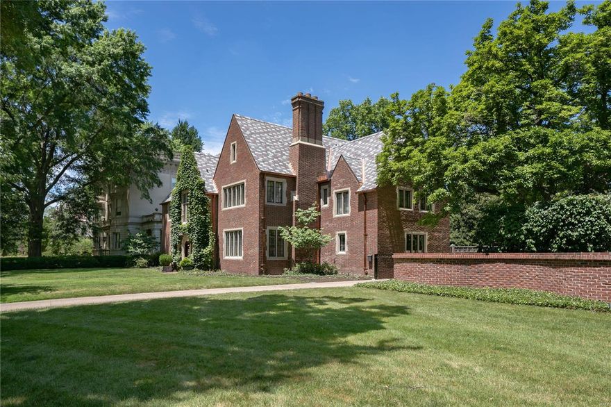 Built in 1927 and designed by noted architect, Louis LaBeaume (architect of the Peabody Opera House), this charming Cotswold country house style residence features superb architectural detailing including panel molding, refined fireplace mantels, an elegant entry hall staircase, and gleaming hardwood floors. The first floor includes an entry hall, living room with fireplace, dining room with fireplace, a library, half bath, kitchen, butler’s pantry, breakfast room. The 2nd floor contains three spacious bedrooms, with ensuite bathrooms, two additional guest bedrooms and one additional bathroom for a total of 5 bedrooms and four full bathrooms. The 3rd floor includes a TV room, playroom and half bathroom. Beautifully situated on a double lot with tennis court, saltwater pool, bluestone terrace and sweeping lawns creating the feeling of a small country estate in the Heart of the Central West End. A new slate roof, copper gutters, downspouts, and copper valleys have just been installed.