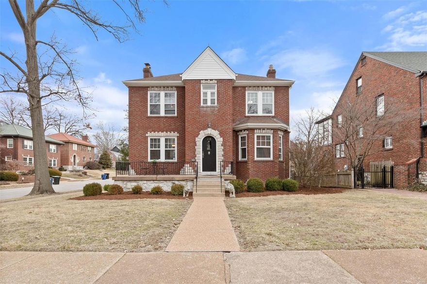 Discover charm and elegance in this picturesque all-brick 2-story home, adorned with stone arches and accents around the windows. With 4 spacious bedrooms, 2 full baths, and 1 half bath, it blends comfort with convenience. Situated in the sought-after Alta Dena subdivision of UCity, enjoy proximity to Clayton's amenities. Admire the brand-new concrete driveway, walkway, and nearly new soffits, gutters, and spouts enhancing curb appeal. Inside, marvel at the custom wood floors, formal living and dining areas, and updated kitchen with bespoke cabinetry. Upstairs, indulge in the master suite's lavish glass enclosure shower and custom tile, plus three more bedrooms and another full bath. The full basement offers a partially finished recreation area and ample storage. Unwind in the spacious living room or entertain on the fenced patio. Complete with a two-car garage, this home is a must-see epitome of elegance! A true must-see! Make an appointment today for a private tour!