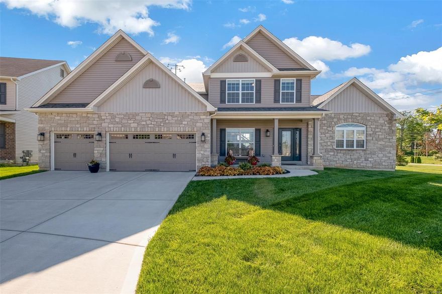 Gorgeous, like new, 1.5 story home situated on .25 acres that backs to ball fields (almost like backing to a park!). Tall ceilings (mostly 9' and 11' in the great room) and hardwood floors throughout most of the main floor, beautiful master suite with vaulted ceiling and his and her sinks. This floorplan has a wonderful flow and openness with the beautiful kitchen serving as the hub, complete with quartz countertops and stainless steel appliances. 3 car garage with a mudroom to organize all of your family's belongings as you walk in. Upstairs you will find a bonus room along with 3 more spacious bedrooms. This highly desirable neighborhood is conveniently located at Schuetz and Lindbergh and minutes from just about everything including award winning Pattonville schools! You'll be walking distance from a beautiful community center too! Call today to schedule your private tour!