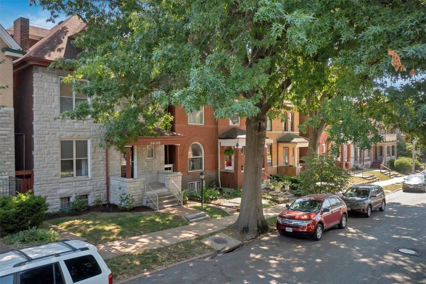 Welcome to 3638 Russell! This charming brick home has 3 levels of finished living space. Enter to find hickory hardwood floors throughout the open and connected living room, dining room, powder room, and beautifully updated kitchen with Wolf cabinetry, stainless steel appliances, granite countertops, and backsplash. The second level holds two large secondary bedrooms and their shared hall bath, convenient laundry, and the owner’s suite with a spacious bathroom with double vanity and tiled shower. The third level features another expansive owner’s suite with a window seat and updated bathroom. Zoned ac and 2 hot water heaters are there for extra comfort in this 4 bedroom 3.5 bathroom home. And an exterior shed and unfinished basement provides room for storage. This home has beautiful millwork, refreshed light fixtures, a lovely backyard with patio, and is the one and only Shaw Neighborhood; walking distance to Botanical Gardens, and more!