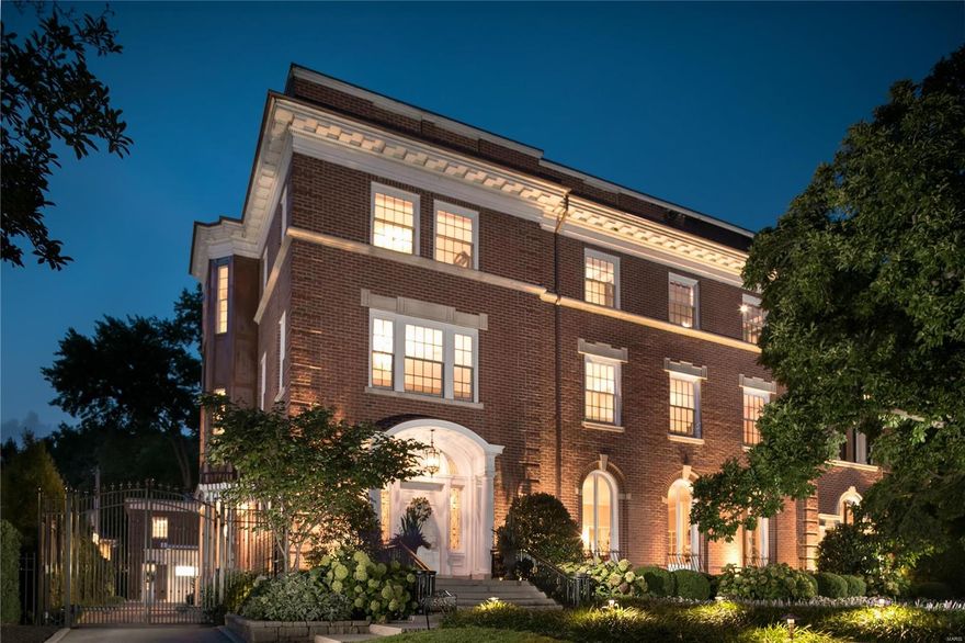 St. Louis Magazine's "Most Beautiful Home in Saint Louis", 2019. A Mariner & LaBeaume design, repositioned into the Modern Age. With a functional age of 5 years old, every detail has been touched. Run the entire house from an iPhone via Savant mobile app. NEW: Roof/gutters/downspouts ($300,000+), Energy/sound efficient windows ($300,000), landscaping, interior/exterior lighting, all wiring/electrical/plumbing& tuckpointing. Security systems. Surround sound, throughout. Master suite w/spa-inspired bath. Sub/Zero/Wolf Chef’s kitchen. Motorized gate on drive. Flooring, all redone or new. Perfect Millwork/plasterwork restoration. All fireplaces work (gas or electric). 3rd level entirely for fun: theater, massage room, loggia, 2nd kitchen, terraces, and hot tub. Extravagant, private grounds, saltwater pool, patios and outdoor fireplace. Carriage House. Oversized heated/air conditioned garage. Across from Forest Park. Walk to restaurants, shops, and medical centers. Just a really cool pad!