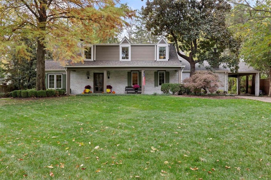 Welcome to this captivating estate, featuring a renovated & classic home, Bernoudy designed guest house, & private pool oasis. The stunning curb appeal includes a sprawling front yard, welcoming front porch, & charming porte-cochere. Upon entry you will find a lovely living room, handsome den/office, & stylish dining room. Off the dining room is the custom kitchen. The heart of the home is the large family room connected to the bluestone patio courtyard. Upstairs is a recently renovated primary suite, 3 oversized bedrooms, & an impressive full bath. A covered walkway connects the main house to the pool house, where the possibilities are endless. An expansive great room with kitchenette is the perfect place to entertain or a quiet retrieve to work from home.The guest house also has a new bath & sunlit bedroom. Beyond the guest house, relax in the secluded pool area that is surrounded by mature trees & lush landscaping. On one of Ladue's premier lanes, this home really has it all.