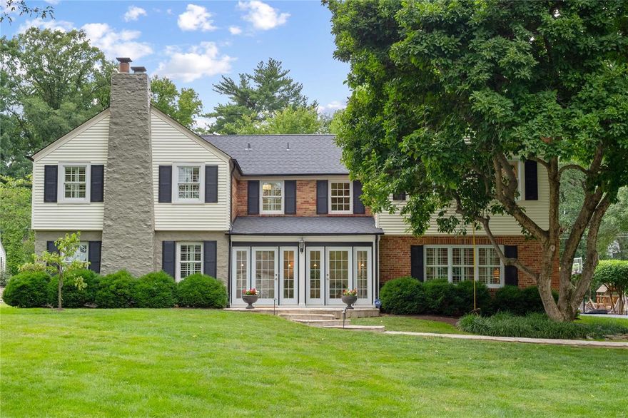 *Showings begin 10am Fri. Aug. 19*Charm galore plus all desired spaces for today’s buyer, this beautiful home features wood floors, spacious family room, 2 home offices, updated kitchen & baths…situated on largest lot in sought after Willow Hill in Ladue - this is the home you have been waiting for! From the moment you enter the light, bright, & welcoming sunroom/entry, you will fall in love with the flowing floor plan: family rm w/custom built-in entertainment center, dining room, home office w/bay window, eat-in kitchen w/granite counters & stainless appliances, mudroom w/cubbies, laundry rm, half bath. Second level: primary bedroom suite w/vaulted ceiling, 2 walk-in closets, sitting rm used as home office, primary bath updated 2019 w/marble floors, double sinks, stall shower, 3 additional bdrms, 2 full baths. Finished lower level: recreation rm w/wet bar & built-in shelves, full bath. 2 Car attached garage, patio, stone fireplace & table, level yard. Ladue schools, close to Clayton. Additional Rooms: Mud Room, Sun Room