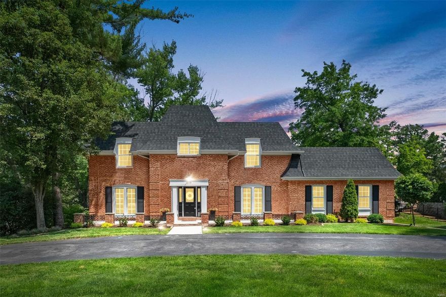 Discover an unparalleled opportunity in sought-after Town & Country! This exceptional all-brick 2-story residence, nestled on a sprawling 1+ acre lot, boasts lavish in-ground pool, circle driveway, 4 beds, 3.5 baths, & 3,556 total sq ft of living space. The interior is meticulously crafted for seamless entertaining, w/ dining rm flowing into the chef's kitchen featuring quartz counters, top-of-the-line stainless appliances, cozy f/p, custom cabinetry, & breakfast rm leading to the expansive family rm. Retreat to the den & living rm for add'l hosting areas. Upstairs, revel in 3 generously sized guest bedrms, updated hall bath, & the stunning master suite complete w/ dual-sink vanity, soaking tub, tiled shower, WIC w/ organizers, & 2nd-floor laundry. The finished walk-out LL offers rec room & another full bath. Add'l features: 2 car tuck-under garage, Parkway Central schools, & close to Bellerive Country Club, major highways, and scenic parks. Welcome home!