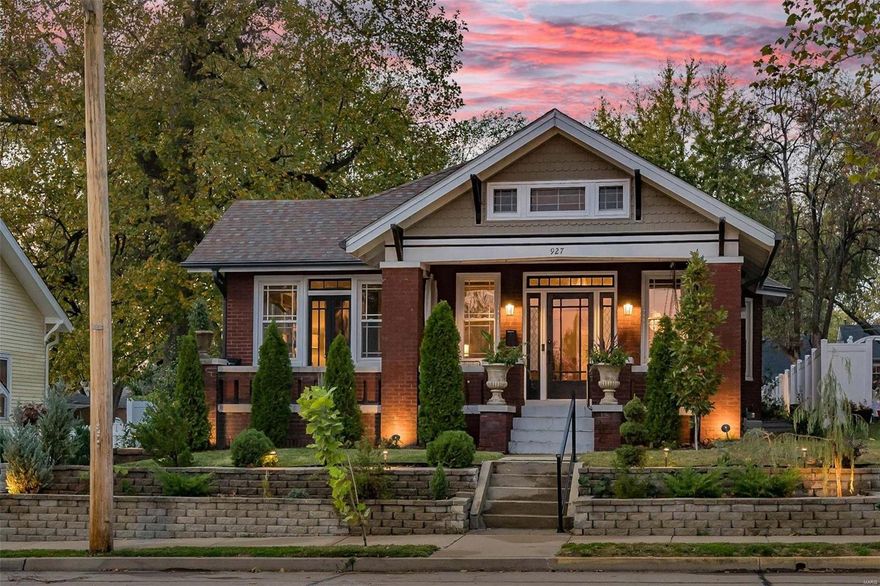 Absolutely STUNNING full-brick ranch in historic St Charles!  When you pull up to the house you'll notice the gorgeous landscaping as you walk up the steps to the large craftsman style covered front porch.  This home is in pristine condition, and still contains much of the original finishes you want in a home like this.  Upon entering there's a living room and parlor (with doors to the porch) at the front of the house.  Pass through the formal dining room to the modern kitchen with granite countertops and plenty of cabinet space, there's even a nook off the kitchen.  There are 2 nice size bedrooms and a full bath on the main floor featuring original marble. Downstairs there's a 2nd full bath and 3rd bedroom (with egress window), plus a home theater area, great for entertaining! Home has been operated as one of the very best vacation rentals in St Charles for the last four years and has won Airbnb awards for best vacation rental in Missouri. Don't wait to see this home!!