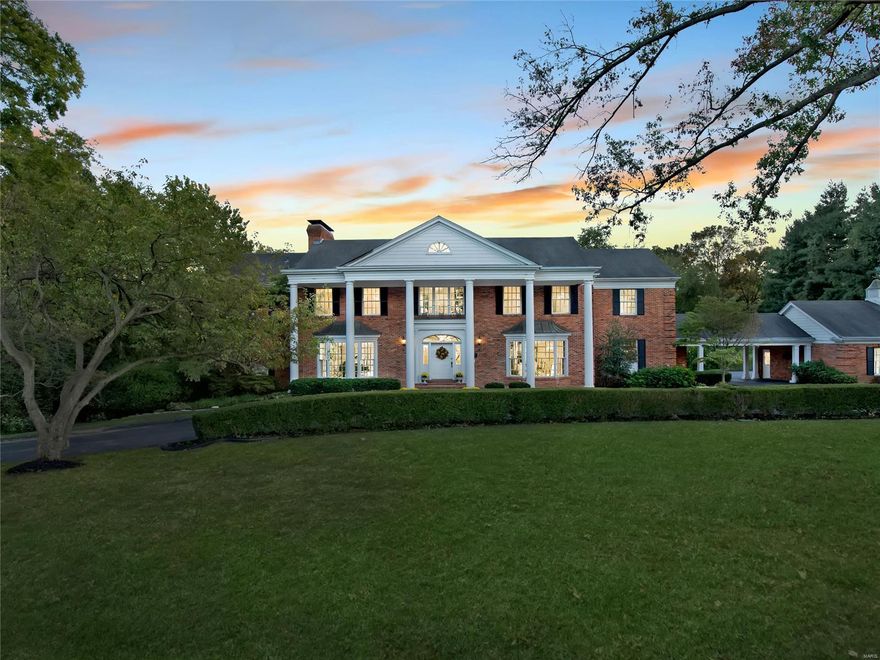 Grand 3 acre estate tucked away on a private lane in a highly sought after Ladue location!  For the first time ever on the market, this one family custom built executive manse will surprise you with it's well thought out open floor plan perfect for today's living!  Extraordinary family home with gracious and open spaces throughout, featuring French doors in each of the main level entertaining spaces that lead to all brick patios overlooking the expansive patios and pool.  Your guests will walk into the two story foyer featuring a breathtaking chandelier and spiral staircase. With over 9700 square feet of living space, 9 and 10 foot ceilings on all three levels, 7 bedrooms, 8 bathrooms and 5 gas fireplaces make this home an exceptional value. The spacious master suite featuring a gorgeous marble fireplace, enormous bath and sitting room. All upper bedrooms have private baths. This home offers a rare opportunity to create your forever home!