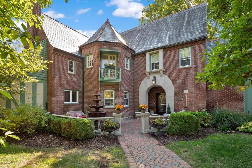 Impressive Tudor on one of the largest lots in Claverach Park. Residents of Claverach Park love being close to Forest Park and popular restaurants and enjoy neighborhood 4th of July parades, Halloween celebrations, and wine & cheese gatherings. As you enter the home you will love the foyer graced with a sweeping staircase & terrazzo floors. The grand living room has a soaring 20ft beamed ceiling, fireplace, leaded windows, & French doors leading to a covered terrace. The dining room features an original chandelier and sconces, & another set of French doors leading to a deck. The chef’s kitchen features a center island with gas range, 2 pantries, & adjoins to a family room with gas fireplace. The primary bedroom has a large dressing room, & additional closets. The primary bathroom features a jacuzzi tub, separate shower, & dual sinks. 3 more bedrooms & 2 bathrooms complete the second floor. The lower level has a recreation room, gym, & game room. 2 car garage with gated driveway.