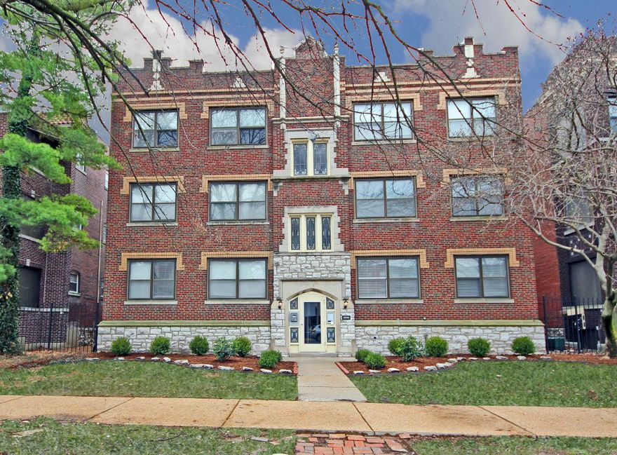 This architecturally significant 18 unit apartment building in the historical DeBaliviere Place Neighborhood of the Central West End was built in 1928. Competitively priced, this is an excellent opportunity to currently earn a 6.22% return based on current rent roll with actual rents & 2017 operating expenses! This quality building consists of 12 2-bedroom units and 6 1-bedroom units with many of the units having updated kitchens & baths. Each large & well designed unit has individual central air, electric forced air heat, & water heaters. It has renovated common halls, coin-operated laundry facilities on each floor, gated parking with 22 assigned parking spaces & ample street parking. Because this building is part of the Debaliviere Place Association, residents of the building have access to the association's  pool. This highly sought after property is steps from Forest Park & Metrolink continues to attract & maintain superior tenant quality & performs at a high occupancy level.