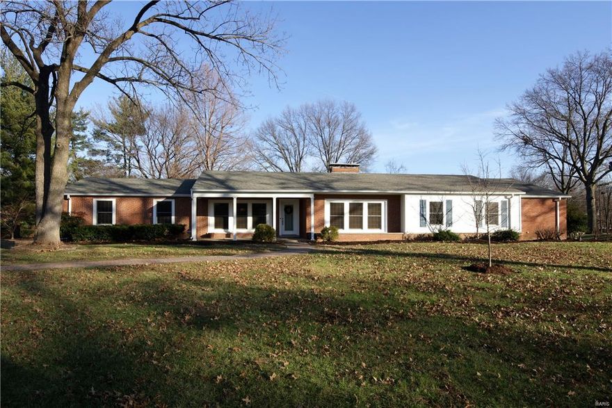 Handsomely renovated brick ranch situated on almost an acre, in the award-winning Ladue school district offers an amazing opportunity. Sought-after neighborhood features expansive lots creating a luxurious and picturesque park-like setting. Open floor plan invites entertaining and relaxing with generously-sized dining and living rooms and a pretty maple/granite chef’s kitchen that opens to family room with fireplace as well as the gorgeous patio and backyard. Nice updates throughout, pretty hardwood floors, clean lines and fresh paint palette add to the appeal. Fantastic natural light courtesy of Pella replacement windows and custom wood blinds. Spacious master suite provides a peaceful respite from a long day. Three additional bedrooms and well appointed hall bath complete the main floor. Lower level is finished with recreation area, pantry, playroom, office, full bath and egress window in addition to plenty of storage space. Conveniently located to all of St. Louis' best. Avail 1/5.