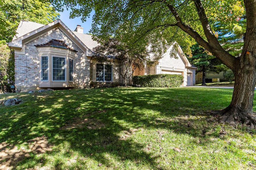 Yes..it's one of those homes in the Amiot Subdivision.  Here is a rare, bluff top, extra large, atrium ranch home that backs to the woods of Creve Coeur Park!! Located on a quiet street of only seven homes. The back wall of windows provides a stunning year round view. Walk into this home and you will be greeted by a stunning great room with soaring ceiling and a great view of nature to soothe the soul.  Kitchen offers new appliances....the oven, microwave, cooktop, dishwasher all updated this September.  An abundance of granite counter tops and cabinets, center island, planning desk and wet bar in the Great room. Furnace and AC new in 2018, architectural roof new in 2012 and most of the home was painted in September 2020. Finished lower level offers a large family room with a second fireplace, fourth bedroom and 3rd bath. If you so desire, there is plenty of room for expansion. Easy access to Creve Coeur Park trails, lake and Amenities. Seller is offering a $5000 carpeting allowance.