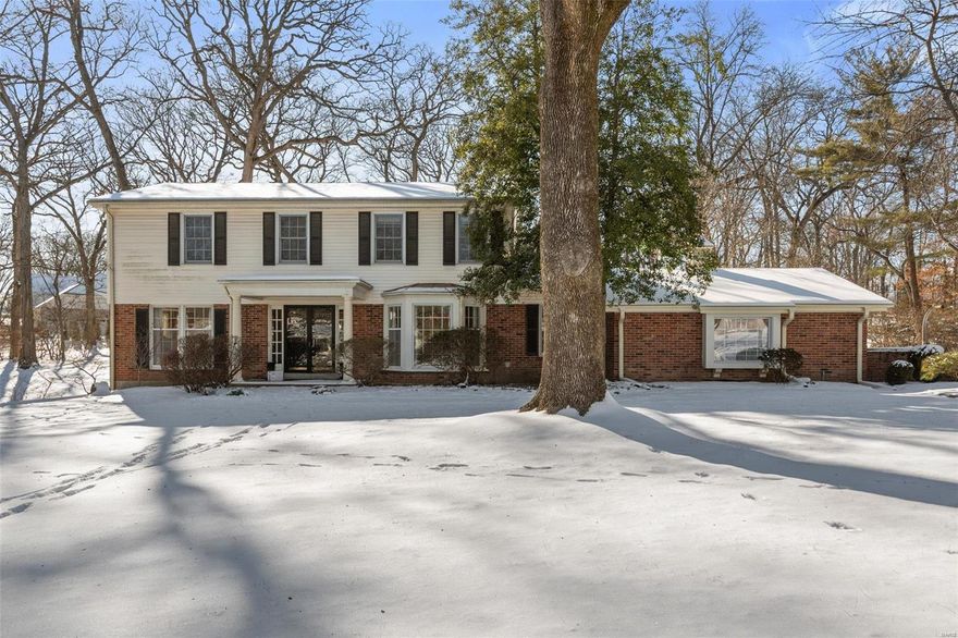 Gorgeous 4 bed/3.5 bath gem tucked away in a quiet Twin Fawns Estates cul-de-sac on a lush acre lot exudes a timeless sophistication w/gorgeous hardwoods & a surplus of flexible sq footage. A wood-burning fireplace, beautifully preserved wood accents & a sun-drenched b’fast area w/walkout to the park-like backyard make the charming family rm the heart of this home. An equally impressive updated kitchen w/granite counters, white cabinets & stainless appliances; huge living room w/custom built-ins; large dining rm; convenient ½ bath & main fl laundry; and spectacular sunroom w/incredible views & custom built desk/cabinetry sure to keep you organized! Upstairs are 4 large beds (wood fl under carpet) & 2 baths, including a lovely primary suite w/relaxing window seat, hardwoods, walk-in closet & luxurious French door entry to private bath. Finished LL w/rec room, wet bar & full bath has walkout to huge backyard w/attractive landscaping & awesome patio. Walking distance to Kirkwood schools! Additional Rooms: Sun Room