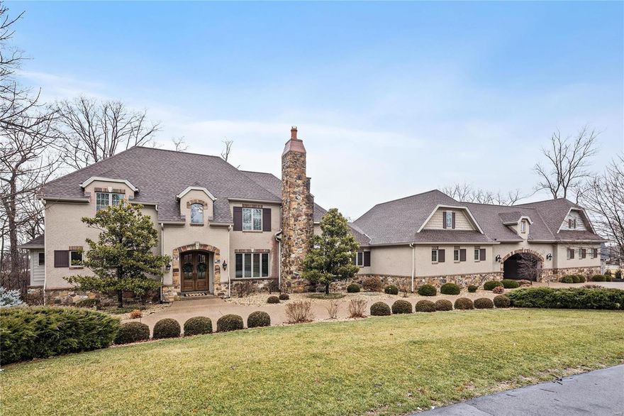 Welcome home to a beautiful setting & stunning estate home that is comfortable yet elegant. A home that's an entertainer's dream & perfect for a family. Owner has made many additions including a port-cochere w/second garage building (brings the total to 7+ garage spaces for the car enthusiast)w/separate entrance to guest apartment above garage. A grand entrance to pool, bar/cabana entertainment area which includes TV, ice maker, refrig, & misters for our hot St. Louis summers. The home's interior offers a floor plan w/great flow. Seven fireplaces including one in Master Suite. Chef's kitchen is open to an inviting hearth room & breakfast room w/French door leading to large IPE deck. Kitchen features newer refrigerator, dishwasher & beautiful custom cabinetry w/a top row of decorative and interior lit cabinets .The main floor bar area is located perfectly to accommodate all entertaining. All 4 secondary bedrooms are ensuite w/large walk-in closets.Dog wash shower.Something for everyone!