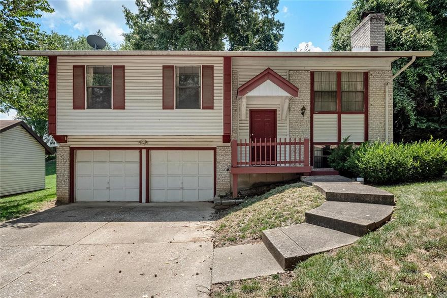 Attention INVESTORS and BUYERS looking for a home in a great location and are not afraid of a little sweat equity? This 3 bedroom/2 bath split foyer home has good bones and a great floor plan. If you are not afraid of a a little work this home offers Buyers the opportunity with vision to polish this diamond in the rough. The main level offers 3 well-sized bedrooms, a hall bath with access from both the primary bedroom and the hall with a double sink, and a separate toilet/shower area. The lower level features a family room with a wood-burning fireplace which has not been used for many years, a second full bath with shower and a laundry room with a washer and dryer that stay. The oversized two-car garage is especially deep in order to provide additional storage. Close to dining, schools, shopping, Creve Coeur Lake, and minutes to the Interstate. Sold "AS IS" with no repairs as a result of any inspections including any municipality inspection. CASH or CONVENTIONAL Only!